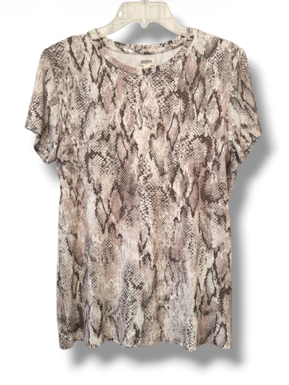 🆕💕L’AGENCE Ressi Snakeskin Print Top • Cream / Beige / Tan • LARGE • NWT - Picture 9 of 9